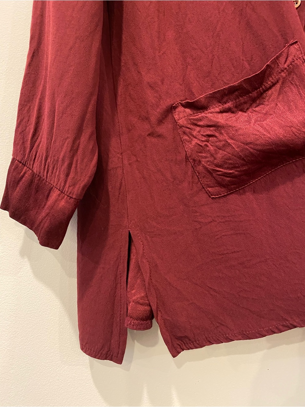 Italian made Bella Amore silk blend blouse burgundy size large